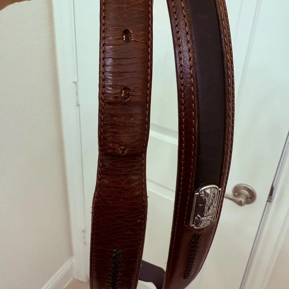 Brighton Brown Leather Belt with Silver golfers men's sz 42